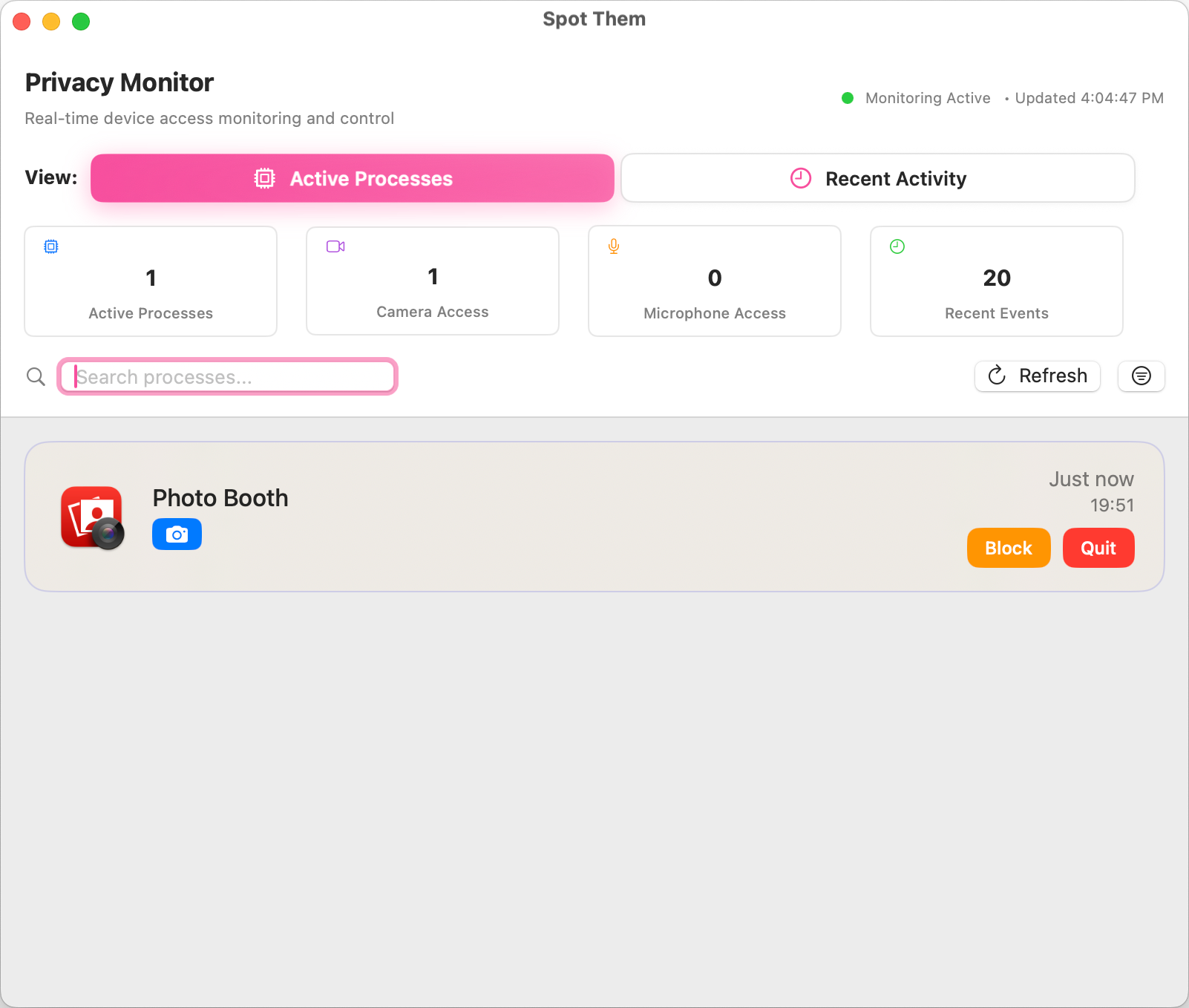 Block or Quit Process Demo